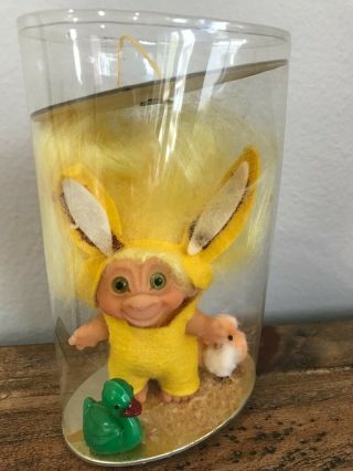 Rare 1960s All Thomas Dam Easter Bunny Troll Doll In Container