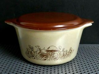 Vintage Forest Fancies Mushroom 1 Quart Pyrex Casserole Bowl Dish With Lid
