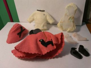 Vintage Pink Poodle Skirt Outfit For An 8 " Betsy Mccall Doll.  Black Shoes More