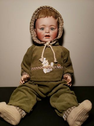 Antique 21” George Borgfeldt G.  B.  German Bisque Doll Open Mouth Fully Clothed