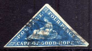Cape Of Good Hope Triangulars: 1855 - 63 4d Blue,  Sg 6