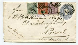 Ceylon Uprated Postal Stationery Colombo To Basel Switzerland 13 - 3 - 1895