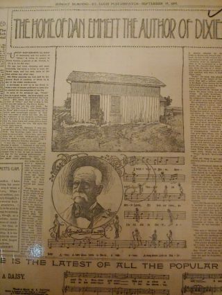 Sept 19,  1897 Newspaper Page J7834 - The Home Of Dan Emmett The Author Of Dixie