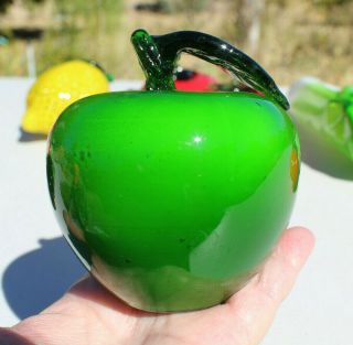 Vintage Murano Italy Hand Blown Art Glass Green Apple
