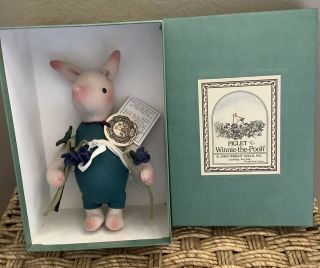 R.  John Wright,  7” Piglet With Violets,  Limited Ed.  1297/2500