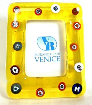 Handmade Yellow Italian Murano Glass Venice Millefiori Picture Frame 2 1/2 " X3 "