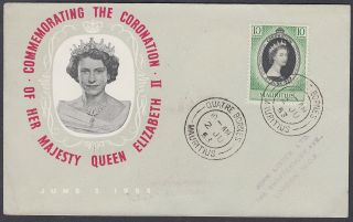 1953 Mauritius Qeii Coronation Fdc,  Kgvi Mixed Franking (see Scans) : London