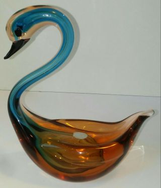 Vintage Fratelli Toso Murano Glass Swan Art Glass Made In Italy Look