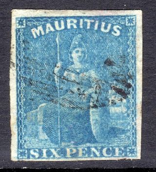 Mauritius 1859 - 61 Britannia 6d Blue Imperf U,  Sg 32 Cat £55