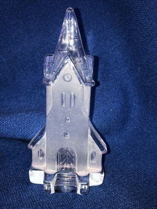 Nybro Crystal Sweden High Steeple Church Candle Holder Swedish Glass