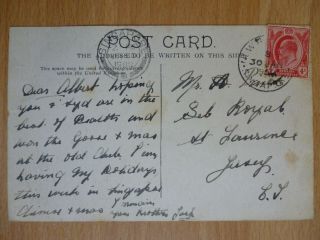 1908 Postcard To Jersey Uk 4c Stamp With Harbour And Singapore Postmarks
