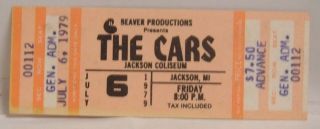 The Cars (ric Ocasek) - Vintage 1979 Whole Concert Ticket Last One