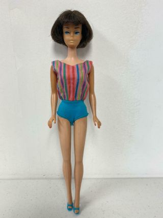 Vintage Brunette American Girl Barbie In Swimsuit And Shoes