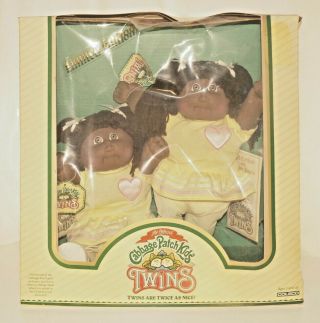 Cabbage Patch Twins Dolls Black African American Girls 1984 Vintage Very Rare