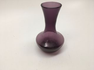 Htf Vintage Mini 3 1/2” Hand Blown Amethyst Purple Art Glass Vase -