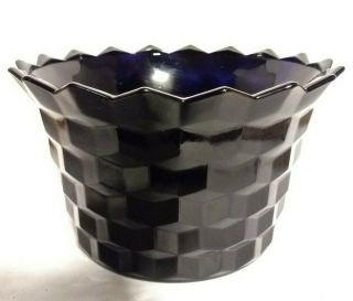 Vintage Black Amethyst Cubist Pattern " Black Milkglass Milk Glass " Planter Bowl
