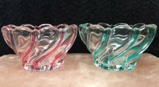 Mikasa Set Of 2 Red And Green Swirl 2.  5” Candy Dishes