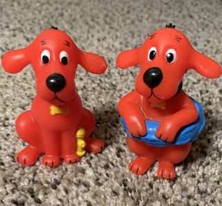 Rare 2.  5 " Clifford The Big Red Dog Pvc Action Figures Fire Hydrant Rubber Rare