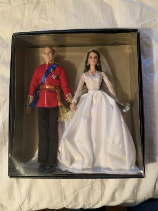 Prince William Ken Princess Catherine Barbie Doll & Ring Royal Wedding England