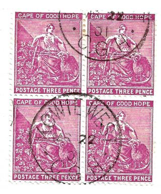 Cape Of Good Hope - Sg 64,  Block Of 4 Cancelled Kowie West