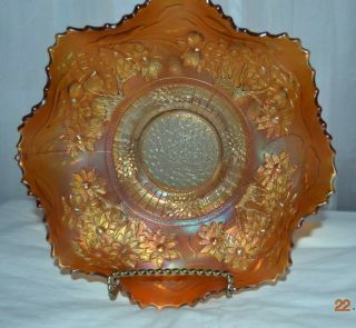 Vintage Fenton Carnival Glass Orange Tree Ruffled Bowl