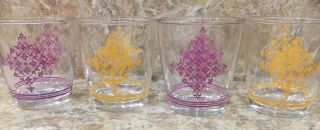 Vintage Set Of 4 Lace Design Hazel Atlas Sour Cream 1/2 Pint Glasses