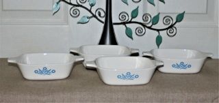 Ec Set Of 4 Corning Ware Bowls Blue Cornflower - 1 3/4 Cup