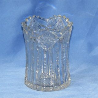Antique Clear Cut Glass Spoon Holder 4.  5 " Tall,  Vintage Glassware