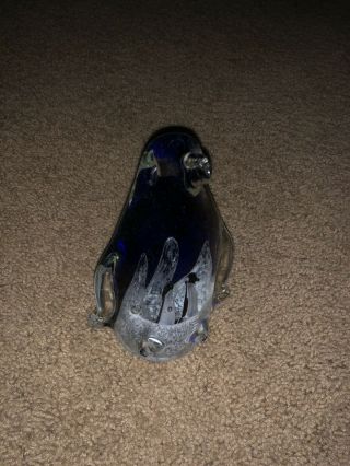 Vintage Murano Italy Art Glass Penguin Sculpture With 2 Baby Penguins Diorama 6”