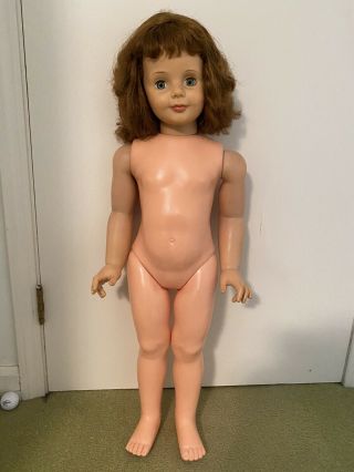 Vintage Ideal Patty Playpal With Red Curly Hair And Red Eyelashes Approx 34 In