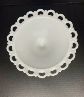 Large 11 " Open Lace Edge White Milk Glass Footed Fruit Bowl Compote Pedestal Euc