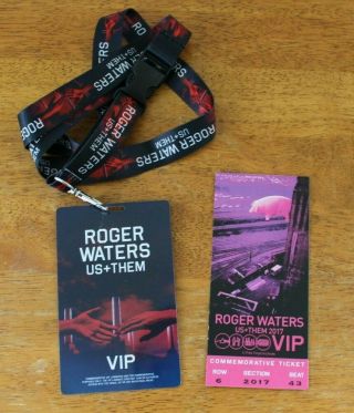 2017 Roger Waters Us,  Them Tour Vip Concert Ticket And Lanyard