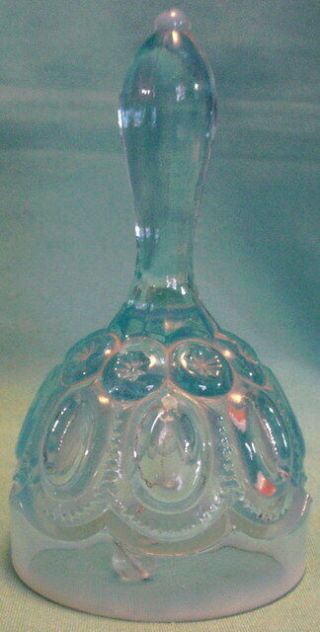 Vintage Moon & Stars Blue Opalescent Bell By Smith Glass 5.  75” Tall
