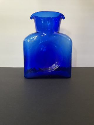 Blenko Water Bottle Cobalt Blue Glass Pitcher Carafe