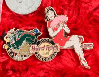 Hard Rock Cafe Pin Yokohama Girl Series 1 Guitar Dress Chinese Dragon Fan Kimono
