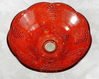 Vintage Indiana Glass Pedestal Bowl Clear Red Coated Bowl 8.  5 