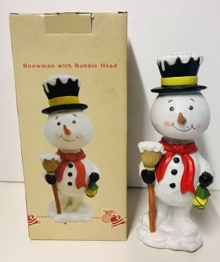 Cracker Barrel Snowman Bobble Head 12” Figure Christmas Gift Holiday Decor