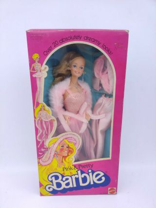 Vintage 1981 Pink & Pretty Barbie Doll Mattel Made In Taiwan No.  3554 Nib