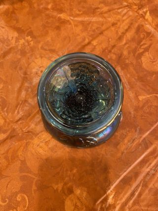 Vintage Indiana Glass Blue Carnival Glass Pair Candle Stick Holder HARVEST GRAPE 3
