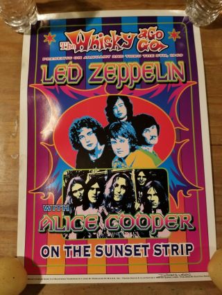 Vintage Whiskey Ago Go 1969 Led Zeppelin Alice Cooper Concert Poster 19.  5 " ×13.  5