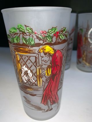 Hazel Atlas Frosted Glasses Charles Dickens Characters Set of 4 3