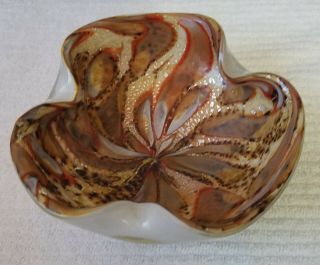 Vintage Venetian Murano Glass Bowl Ashtray Italy Foil Label