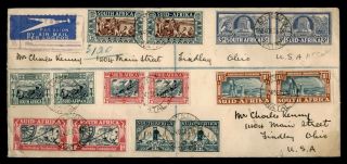 Dr Who 1938 South Africa Ladysmith Registered Airmail To Usa Pair F34099