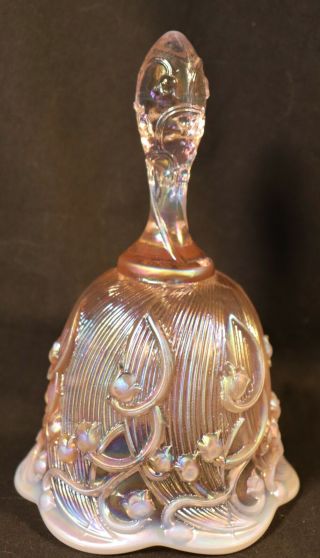 Vintage Fenton Art Glass Champagne Irid Opalescent Lily Of The Valley 6 " Bell