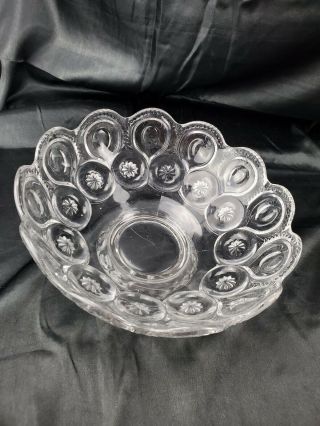 Vtg Le Smith Glass Clear Moon And Stars Pedestal Compote Candy Dish x wide 9 