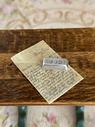 Vintage Miniature Dollhouse 1:12 Real Silver Bar For Display Bank Office Study