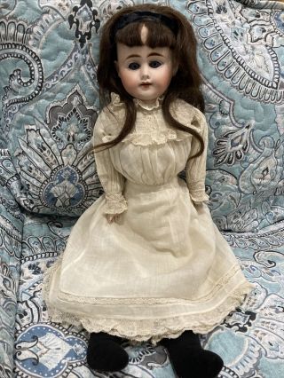 Antique,  Late 1800’s Or Early 1900’s,  Bisque Porcelain Doll With Leather Body.
