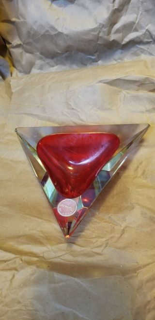 Murano Vintage Red Triangular Ash Tray