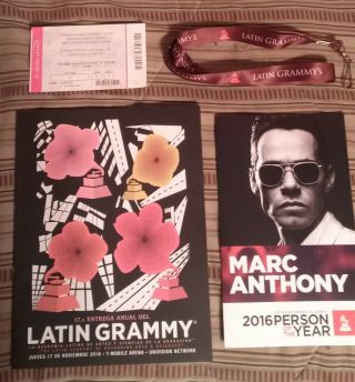 2016 17th Latin Grammy Awards Ticket,  Program Book,  Swag Bag,  Marc Anthony