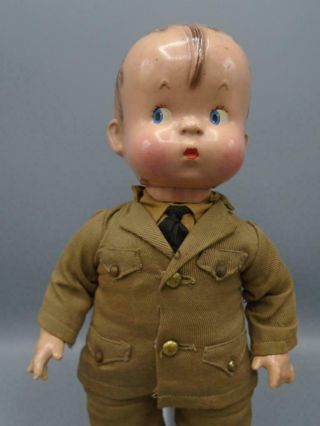 Vintage Effanbee Skippy Composition Boy Doll Military Uniform 14 "